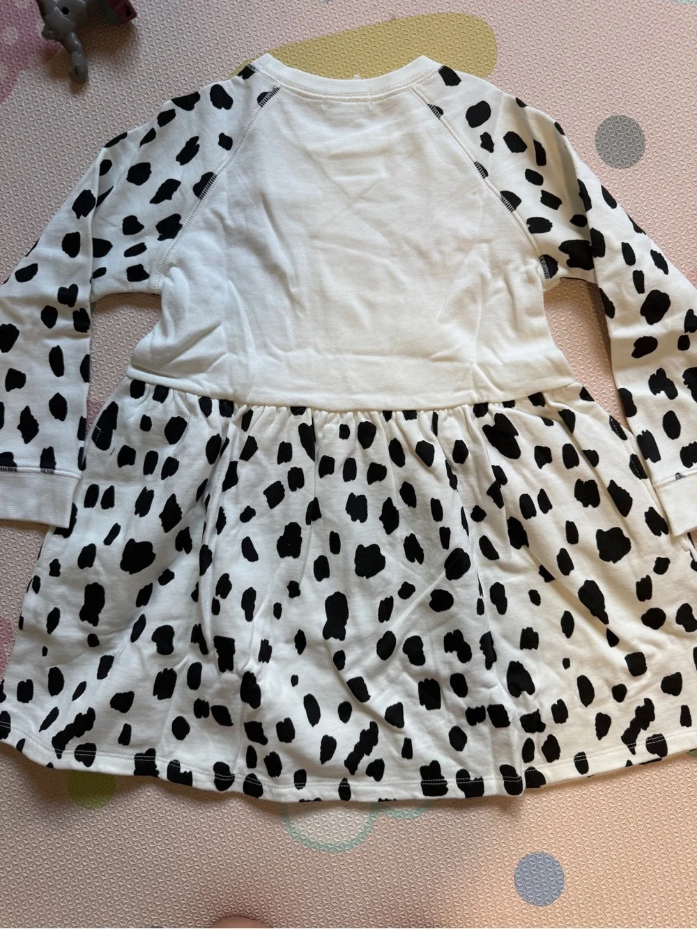 Girls Black & White Dalmatian Print Dress